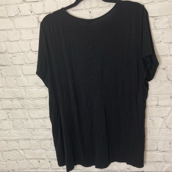 Green envelope Black mesh embroidered yoke top 2x - Picture 2 of 10